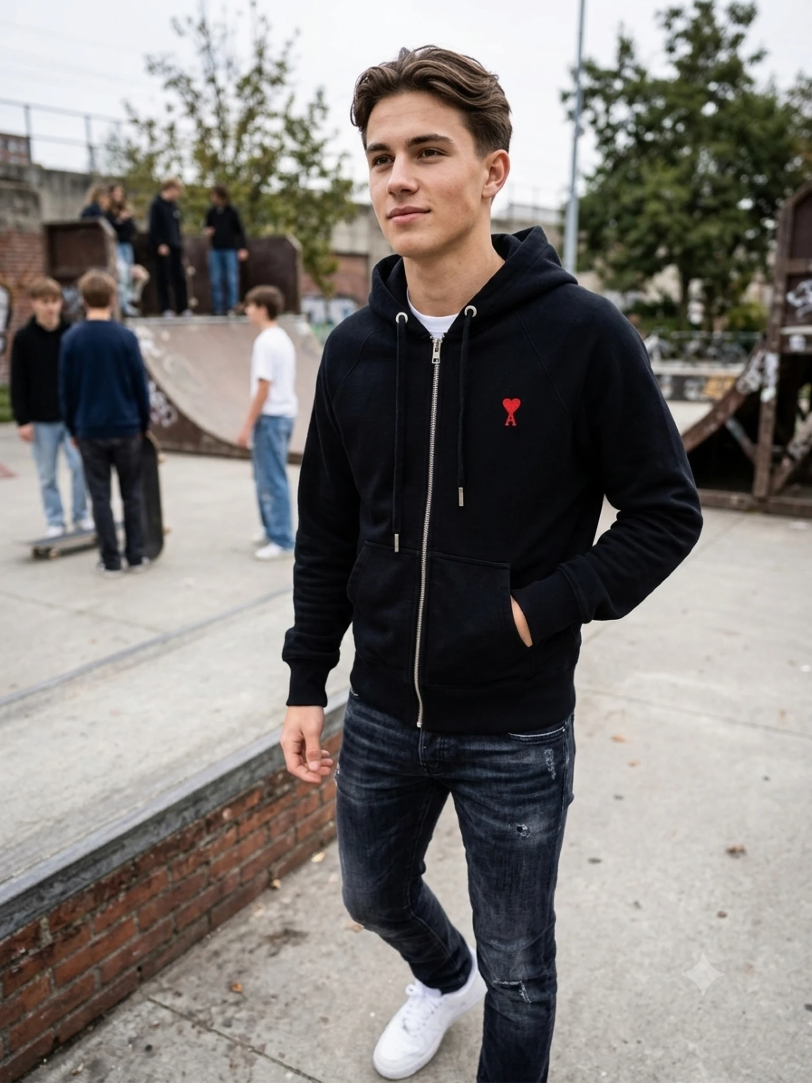 Moletom com capuz zipado Ami Paris Preto - Tamanho M – photo 2